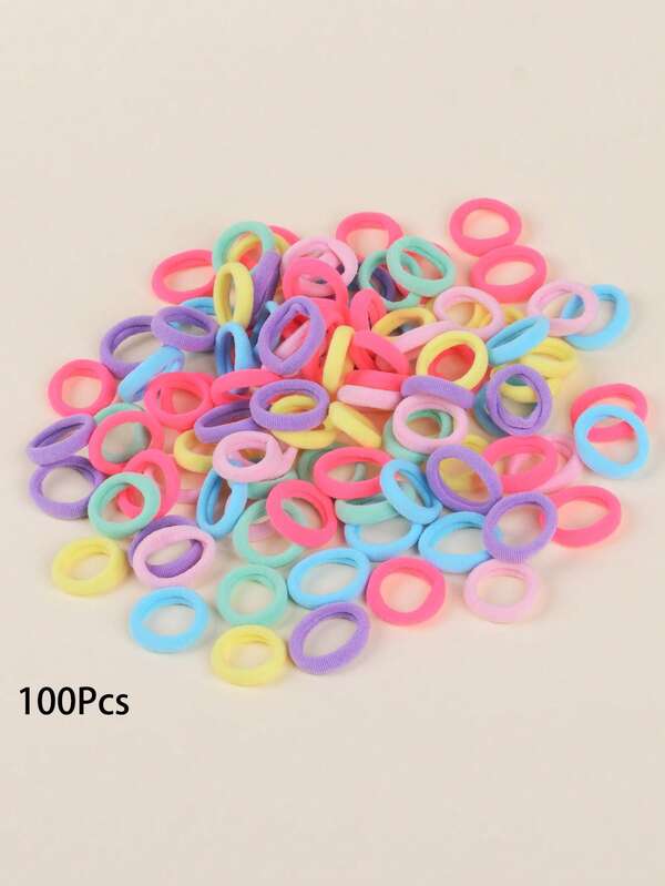 100Pcs Spring Color High Elasticity Non-Damaging Hair Ties