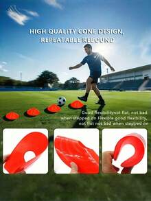 1Pc Multi-Color Flat Training Marker Cone Disc, Wear Resistant Durable PE Material Lightweight Agility Training Gear, Universal Sports Marker Suitable For Soccer, Basketball, Running Training & All Skill Levels - Multicolor - View 3