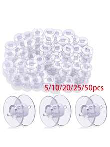 5/10/20/25/50 piezas de carretes de máquina de coser de colores mixtos, transparentes, de material ABS, aptos para máquinas de coser, bordado, almacenamiento de hilos de coser - transparente - Ver 12