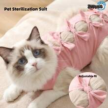 1pc Pet Anti-Licking Clothing, Lightweight & Breathable, Spring/Summer/All-Season, Tie-Up Design Comfortable, Non-Restrictive On Four Legs, Protective Pet Outfit For Cats/Small Dogs - Multicolor - View 1