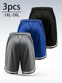 3PCS Men's Plus Size Summer Sports Basketball Shorts Drawstring Elastic Mesh Quick-DryBermuda Shorts - Multicolor - View 2