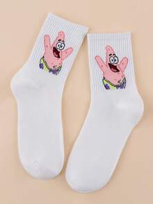 SpongeBob SquarePants 1 Pair Women's Fun Personalized Cartoon Cute Multicolor Jacquard Mid-Calf Socks,Athletic, All-Season, Suitable For Daily Wear - Multicolor - View 1