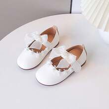 1 Pair Girls' Spring/Summer New Comfortable Soft Sole Flat Shoes With Bow Decoration - White - View 2