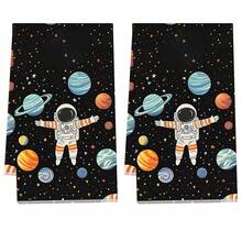 2入組太空主題圖案超細纖維廚房毛巾，40*60cm/15.7*23.6in，單面印花，廚房抹布，適用於餐廳、廚房、浴室裝飾，節日禮物 - 彩色 - 查看 11