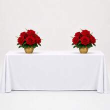 6 Packs White Rectangle Tablecloth & Napkins Set, Solid Color Polyester Table Linens, Wrinkle Resistant, Stain Proof, Easy Clean, Reusable Washable Table Cover For Wedding Party Banquet Restaurant Buffet Catering Dining Table Home Decor - White - View 16