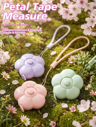(2M) Cute Flower Soft Retractable Tape Measure, Waist/Height Measurement, With Lanyard And Button, Double-Sided CM/Inch Scale, Portable Emergency Solution, Suitable For Sewing And Body Measurement Waist, Chest, Fabric, DIY Crafts, Travel Sewing Kit