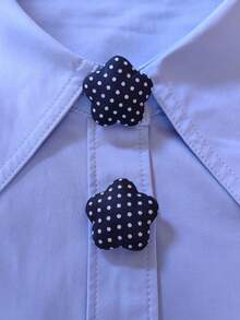 1PC/2PCS Elegant Black Polka Dots Flower Button Covers, Shirts Button Cover Clip On Button Covers Fashion Crystal Cufflinks Cover - Black - View 7