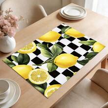 1/2/4/6/8入 水果印花餐墊，18"*12"(45*30cm)，2款檸檬/草莓，100%聚酯纖維，防水、防污耐熱、可機洗、耐用，適用於居家/餐廳/民宿 - 彩色 - 查看 5