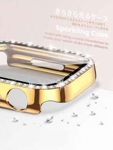 Huastonband 亮面水鑽裝飾星光金錶殼保護套，相容 Ultra /SE/S11/S10/S9/S8/S7/S6/S5/S4/S3/S2/S1，時尚防震 2 合 1 超薄鋼化玻璃螢幕保護貼，相容 錶殼 38mm/40mm/41mm/42mm/44mm/45mm/46mm/49mm，智慧手錶配件 - 金色+星光色 - 查看 4