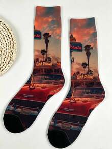 1/5/10 Pairs Multicolor Contrast Pattern Mid-Calf Socks, Fun Crazy Novelty Breathable Socks, Men's Gift, Fashion Preppy Style, Soft And Breathable, Daily Versatile, Sports, Casual Wear, Spring Summer Autumn Winter - Multicolor - View 9
