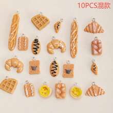 10pcs Mixed Resin Simulated Bread Design Bracelet Charms For Diy Jewelry Making, Keychain Decoration - Mixed Bread - View 2