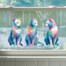 1pc Colorful Cats Window Decorations Window Sticker.Self-Adhesive Decal, Suitable As A Gift. Easy DIY Application, Peel & Stick, Playful Design, Indoor Decoration Playful Window Stickers.Self-Adhesive, Suitable For Bedroom, Glass Decoration - Multicolor - View 2