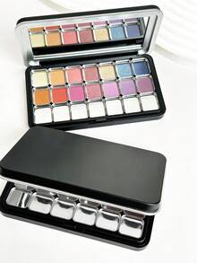 Caja de almacenamiento con espejo magnético extraíble, bandeja de almacenamiento para gel de arte de uñas, caja de almacenamiento para gel de estampado, caja de hierro con múltiples compartimentos para mezclar pintura acuarela - Multicolor - Ver 3