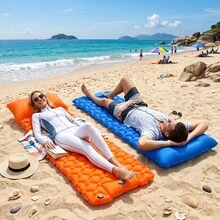 1pc Single Person Inflatable Foot Pump Air Mattress, Thickened TPU Nylon Material, Built-In Foot Pump, Ultra Comfortable, Fast Automatic Inflation, Ideal For Camping, Travel And Home Use - Single Bed Mattress - View 2
