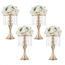 8pcs Gold Crystal Wedding Flower Stand,Metal Wedding Centerpiece Vas - Oro - Ver 2