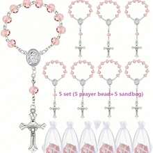 1/5/10 Sets Baptism Gift Set, With Faux Deep Blue Crystal Bracelet And Cross Pendant, Suitable For Various Party Gifts - Blue - View 11