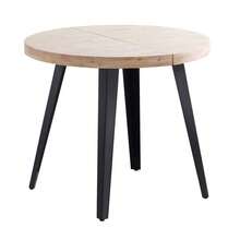 Miroytengo Mesa de Comedor Extensible Ancho 80/120/160 cm Mesa Redonda Berg Comedor Negro y Tono Claro 3 Posiciones con Patas de Metal y Tapa de Madera 80 cm Alto 76 cm Profundidad De 3 a 5 días de envio - Multicolor - Ver 3