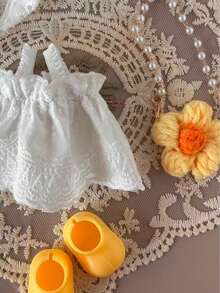 17cm Doll Set, White Lace Camisole Dress With Headscarf, DIY Doll Clothes And Accessories, Suitable For The Monsters - Matching Set (skirt + Headscarf + Bag + Shoes) - View 4
