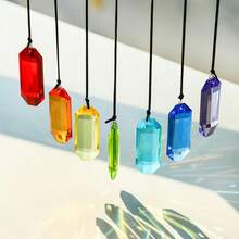 7 Colors Crystal Suncatcher Prism, Indoor Window Hanging Decor Rainbow Glass Prism Sun Catcher Decoration, For Home Garden Decor - Seven-color 76mm Long Strip - View 4