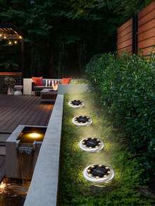 4/8/12 piezas Luces solares empotradas, lámparas solares de exterior de acero inoxidable IP65 a prueba de agua, mini luces de camino de paisaje con encendido/apagado automático, luces decorativas de piso y escalera para jardín, patio, villa, terraza, decoración de Navidad y Halloween - Multicolor - Ver 7