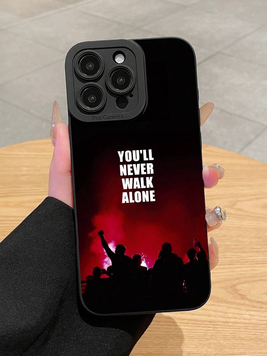 1個利物浦足球迷球場印花手機殼，YNWA經典口號 YOU'LL NEVER WALK ALONE 手機殼，黑色啞光防震保護殼，運動街頭風，輕巧舒適握感，相容於Apple & 所有系列 (IPhone11/17/17 Pro/17 Pro Max, Galaxy S25 Ultra) - 黑色 - 查看 1