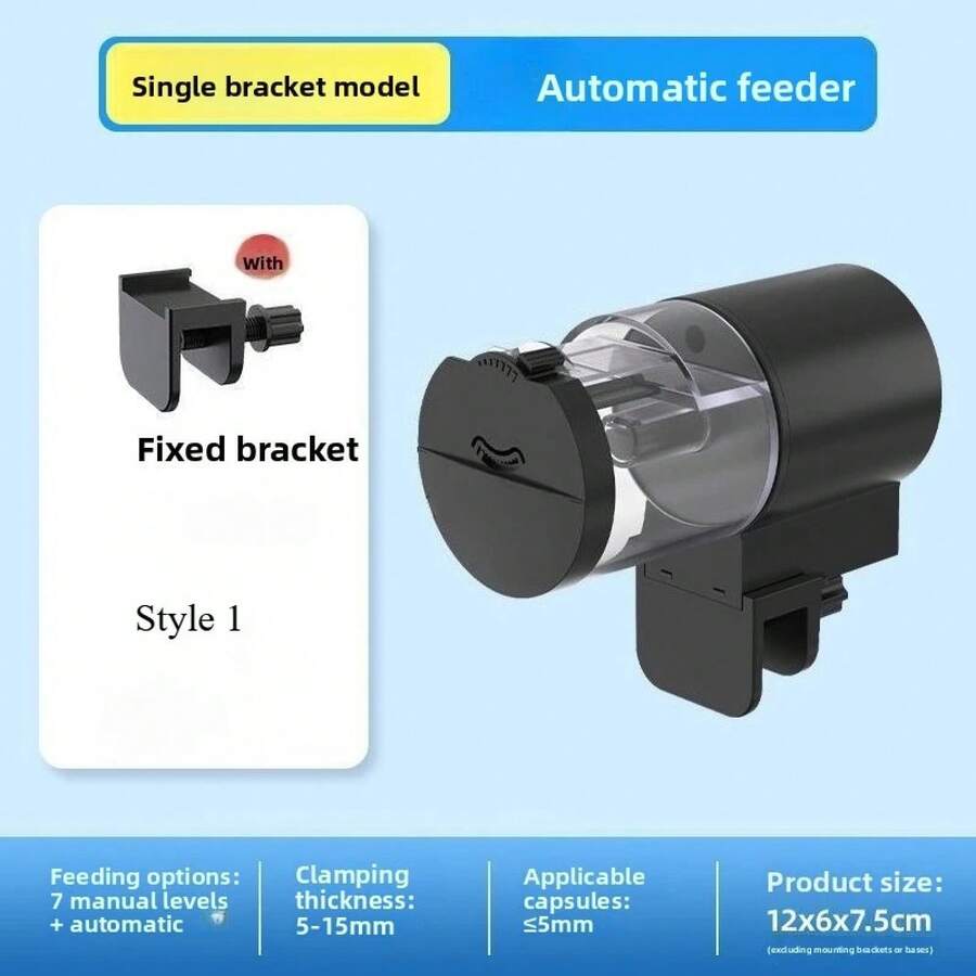 100ml Automatic Fish Feeder, Battery Operated, Programmable Timer, Automatic Feeding Device For Aquarium Fish, Aquarium Accessories - Style 1 - View 1
