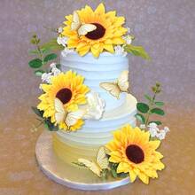 - Decoracin para tartas de girasol, 28 piezas, acrlico multicolor, seda, shower, decoraciones de boda, mariposa, eucalipto, rosa, decoracin de feliz cumpleaos - Girasol - Ver 6