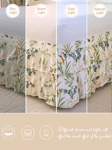 1 buah Sprei Tiga Lapis Motif Bunga, Burung, Ranting, dan Daun (1 buah), Menampilkan Desain Sederhana dan Klasik, Cocok untuk Pemakaian Sehari-hari. Terbuat dari Kain Poliester yang Nyaman dan Bernapas, Cocok untuk Semua Musim dan Sangat Sesuai - MultiWarna - View 5
