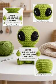 POKOJA LAND This Adorable Knitted Alien Plush Doll Makes A Thoughtful Gift Suitable For Various Occasions. It Is An Ideal Anniversary Gift, A Sweet Valentine's Day Present, Or A Creative Birthday Gift For Your Boyfriend Or Girlfriend. - Multicolor - View 2
