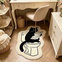 1pc Cat Sitting On Toilet Reading Book Bath Mat, Bathroom Rug, Door Mat, Small Rug, Carpet, Floor Mat, Home Decor, Area Rug, Outdoor Mat, Bedroom Carpet, Washable Rug - Multicolor 3 - View 4