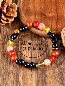 Vintage Style Men's Protection Bracelet, Tourmaline, Carnelian, Courage, Focus, Absorb Negative Energy, Grounding Healing Meditation Jewelry Unisex - Multicolor - View 5