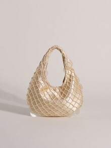1 buah Tas Tangan Wanita Dekorasi Irisan Cangkang Alami Warna Beige, Tas Bulan Sabit Boho, Tas Pantai Gaya Liburan Irisan Cangkang Duyung Buatan Tangan, Tas Jaring Ikan Bentuk Belah Ketupat, Cocok untuk Sehari-hari, Pernikahan, Pesta, Perjalanan dan Liburan Santai (Irisan Cangkang Mungkin Memiliki Retakan dan Cacat Normal, Itu Wajar) - Aprikot - View 6