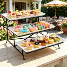 TAIMASI 3-Tier Foldable Dessert Stand For Football Party, Includes 3 Plastic Trays, Suitable For World Cup Party, Wedding, Family Gathering And Holiday Table Decoration Cupcake And Snack Display Stand - Multicolor - View 11