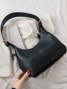 Minimalist Style Large Capacity Crossbody Bag/Handbag, Hobo Bag Minimalist Design, Solid Color, Lightweight, Portable - Suitable For Women, Beginners And White-Collar Professionals, Applicable For Girls, Women, Commuting, Shopping, Business Casual Style Women's Bag, Very Suitable For Office, Business Occasions And Work Use - Black - View 1