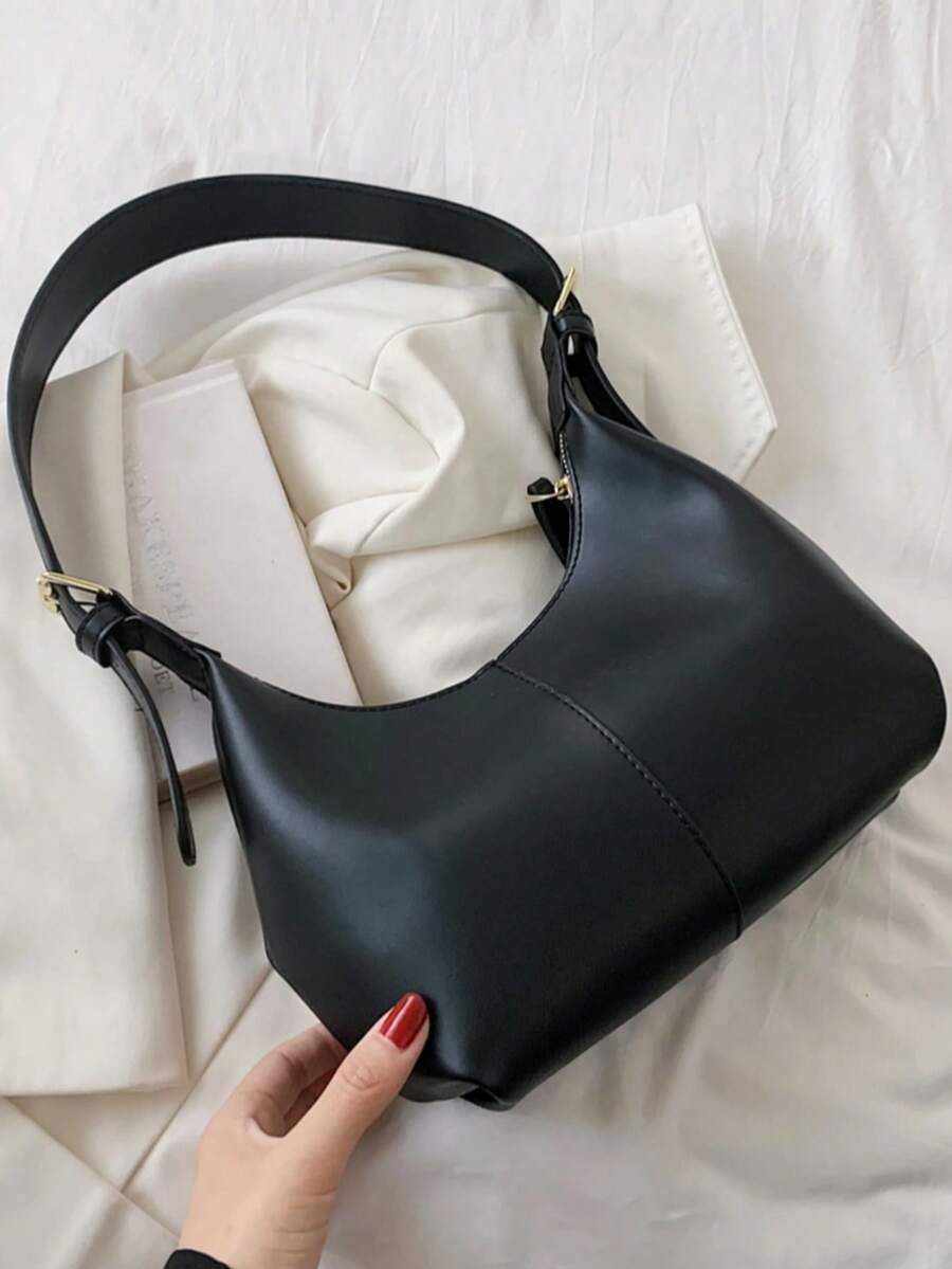Minimalist Style Large Capacity Crossbody Bag/Handbag, Hobo Bag Minimalist Design, Solid Color, Lightweight, Portable - Suitable For Women, Beginners And White-Collar Professionals, Applicable For Girls, Women, Commuting, Shopping, Business Casual Style Women's Bag, Very Suitable For Office, Business Occasions And Work Use - Black - View 1