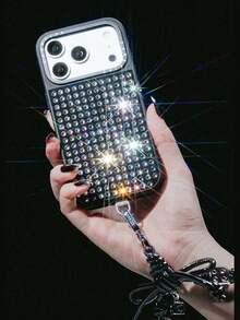 Rhinestone Phone Lanyard Sticker, Room Decor Sticker, Colorful Shiny Rhinestone Phone Sticker, Smartphone Wristband, Handheld Fan Accessory, Lens Cover Sticker, Metal Phone DIY Sticker, Phone Pendant, Phone Case Decor Sticker, Self-Adhesive Rhinestone Phone Accessory For Room Decor, Car Interior Decor Sticker, 17 Pro Lens Cover Sticker, 17 Phone Case Protection, Phone Accessories, Protective Case - Multicolor - View 2