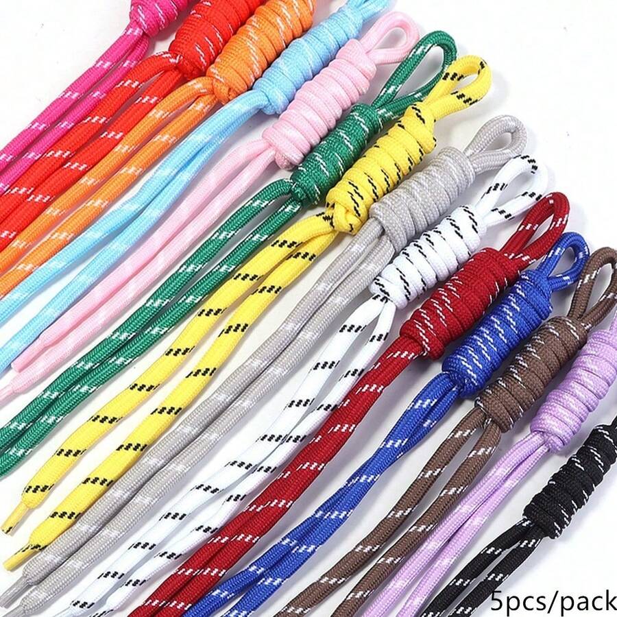 5 piezas Cuerda de poliéster trenzada de colores con patrón de dopamina, cuerda trenzada hecha a mano, adecuada para bolsas DIY, cadenas de teléfono, colgantes de joyería, etc.
