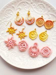 Celestial Sun & Moon Clay Cutter Mold Set, Polymer Clay Earring Making Tools, DIY Jewelry Craft Supplies, PLA Pottery Mold - Sun - View 4