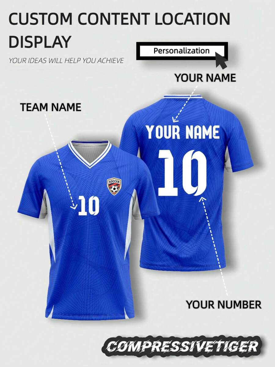 Maillot de football Curaçao personnalisé : Imprimez votre nom, le nom de votre équipe et votre numéro - Design unique conçu pour les passionnés de football, maillot de style fan convenant pour le football, le fitness, le port décontracté - Convient pour le printemps et l'été. Également un cadeau idéal pour Halloween, Thanksgiving et le Nouvel An. ,Sports adaptés au yoga - Bleu azur - Voir 1