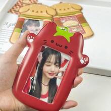Photocard Storage Album, 3-Inch Photo Album, Idol Merchandise, Keychain With Screen Protector, Small Card Collection Album. - White - View 1