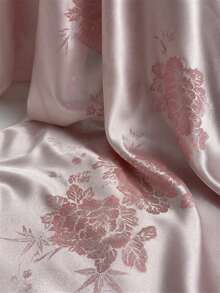 1 pieza de tela de satén jacquard de lujo, con un suave patrón floral y de mariposas en rosa, con una textura suave y brillante. Adecuado para vestidos de novia, prendas de vestir, decoración del hogar y accesorios de costura - 1 - Ver 2