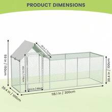 , Large Metal Chicken Run,  Large Outdoor Poultry Cage With Waterproof UV-Resistant Cover, - B - View 3