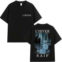 Rapper L'HIVER Saif Album 2025 Graphic T Shirt Men Gothic Hip Hop Short Sleeve T-Shirts Vintage Cotton Tee Fans Streetwear - 白色 - 查看 1