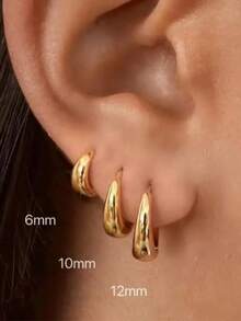 18k Gold Plated Small Chunky Dome Hoop Earrings,Minimalist Elegant Huggie Hoops Statement Jewelry,Suitable For Party Birthday Everyday Christmas - 1 - View 8