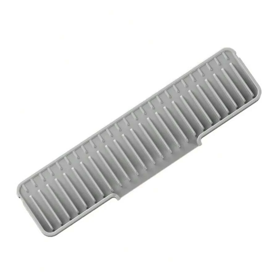 Alfombrilla de Drenaje para Fregadero, Borde Estrecho, Silicona, Absorbente de Agua, Antideslizante, Antisalpicaduras, Soporte para Tazas deé, Cocina 1TLG - 35 cm - Gris - Ver 1