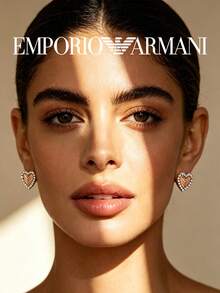 Pendientes de botón Armani EG3627221 con circonita exquisita, chapados en oro rosa, elegantes y lujosos, joyería de moda para mujer, elección ideal - Blanco - Ver 4