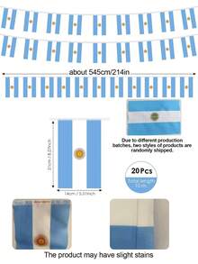 1 包阿根廷国旗串旗 - 阿根廷国旗串旗，500 厘米/196 英寸，涤纶纤维材质，适用于户外节日、派对和花园装饰，阿根廷国旗，爱国活动，体育酒吧装饰，世界杯装饰 - 阿根廷 - 查看 10