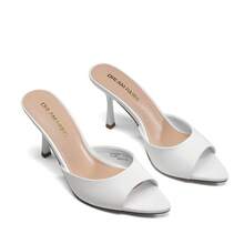 Women Pointed Peep Toe High Heel Sandals Fashion Stiletto Slip On Summer Sandals For Travel Party Prom Wearing - 白色 - 查看 10