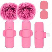 Nuevo Micrófono Lavalier Inalámbrico Portátil para Grabación de Audio y Video, Mini Micrófono para iPhone, Android, PC, Cámara, Transmisión en Vivo, Juegos y Teléfono - USB 2 en 1 rojo con conector C - Ver 8