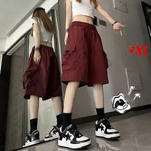 Pantalones Cortos Casuales de Verano para Mujer, Estilo Dulce y Fresco, Finos, de Secado Rápido, Corte , Estilo American... - vino tinto - Ver 1
